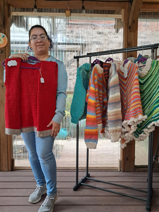 Red Sleeveless Cardigan