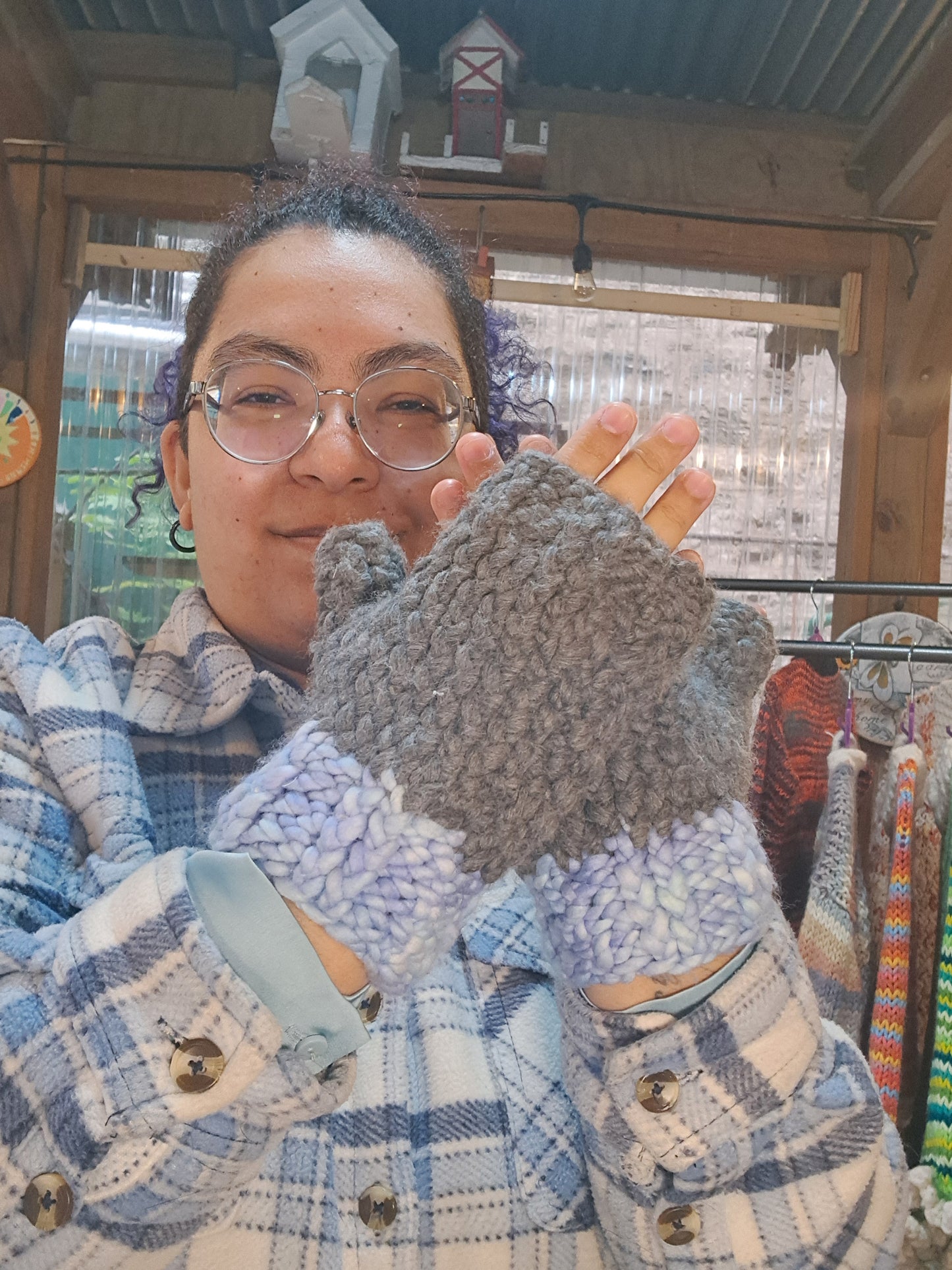 Gray Sky Fingerless Gloves