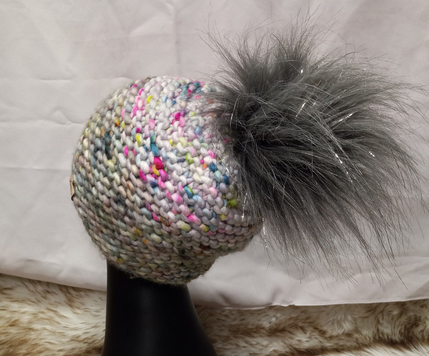Silver speckled Pom-pom hat