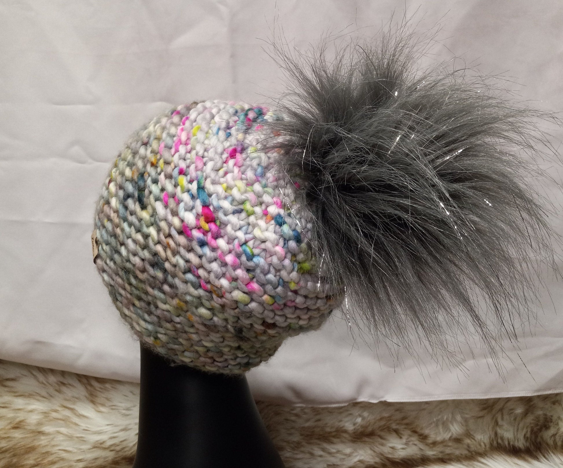 Silver speckled Pom-pom hat