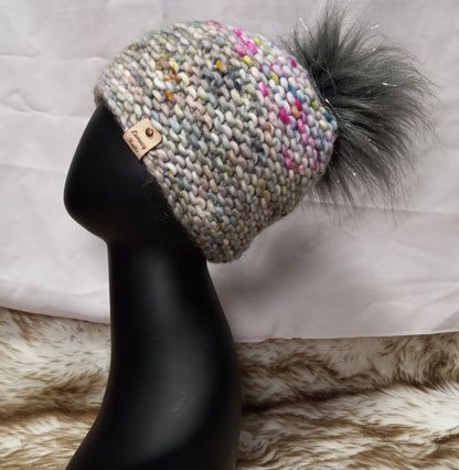 Silver speckled Pom-pom hat