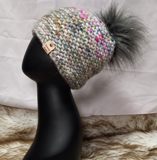 Silver speckled Pom-pom hat