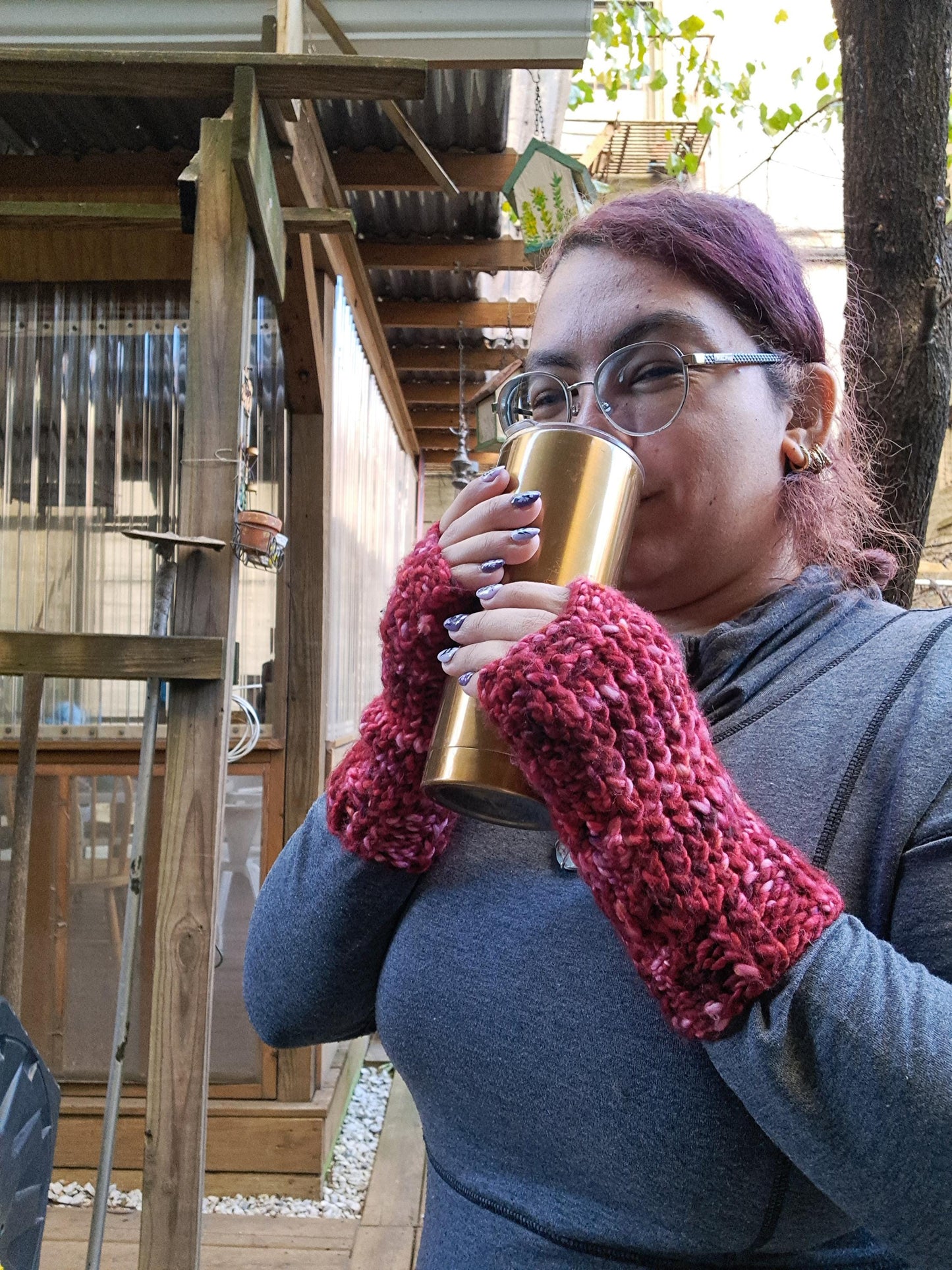 Red Fingerless Gloves