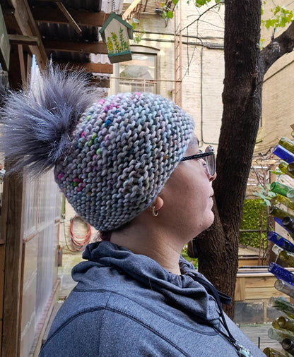 Silver speckled Pom-pom hat