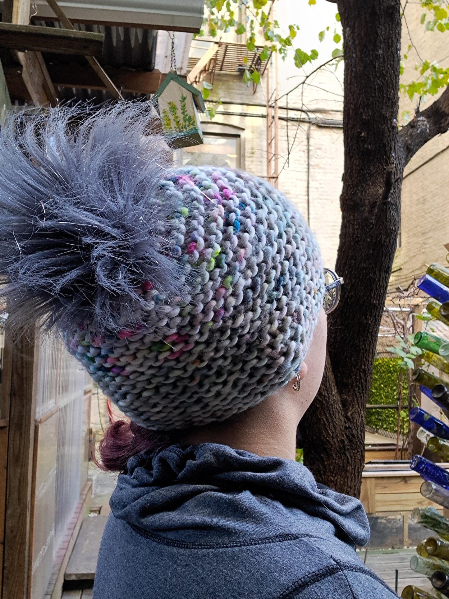 Silver speckled Pom-pom hat