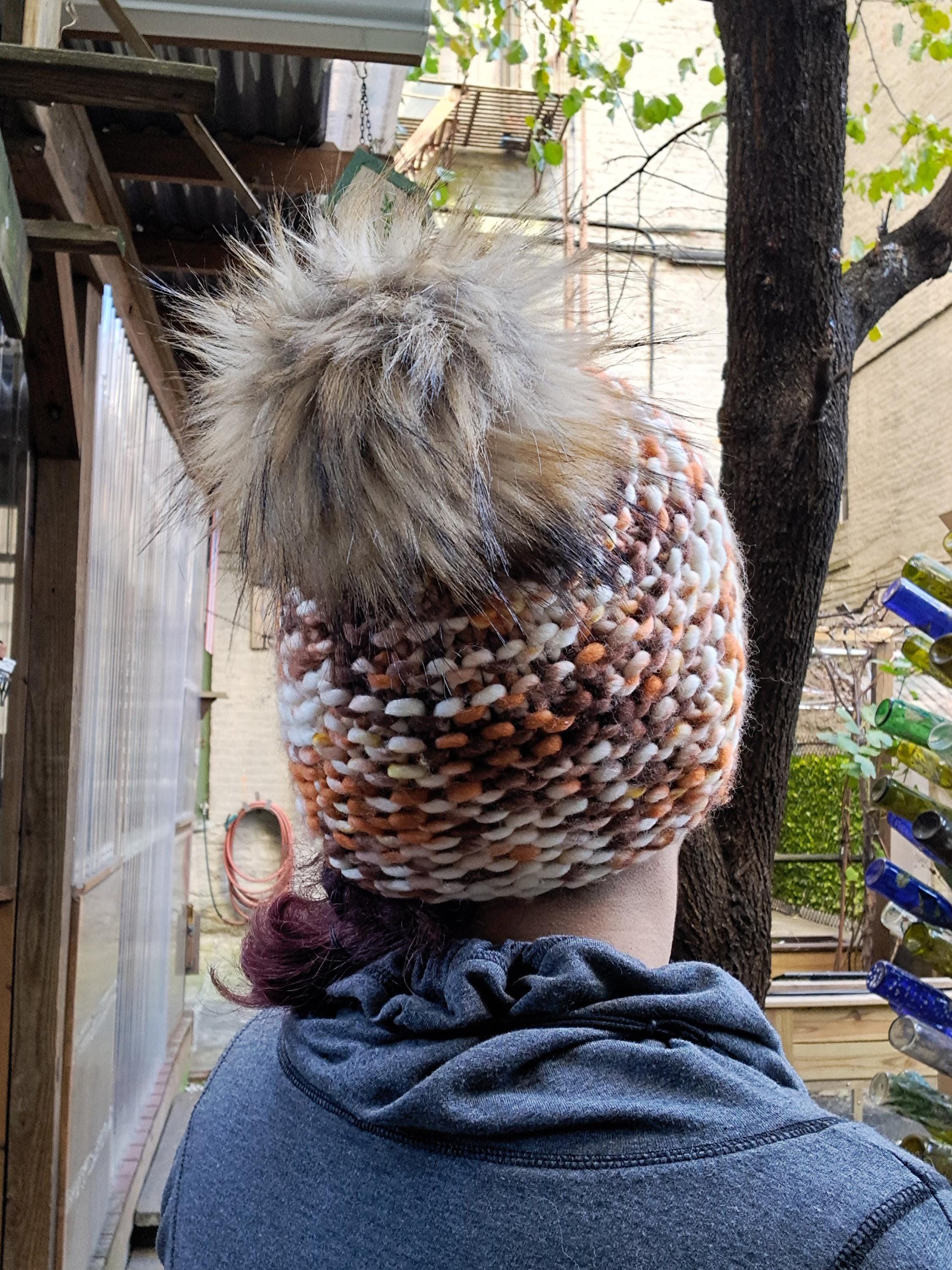 Teddy Brown Pompom hat