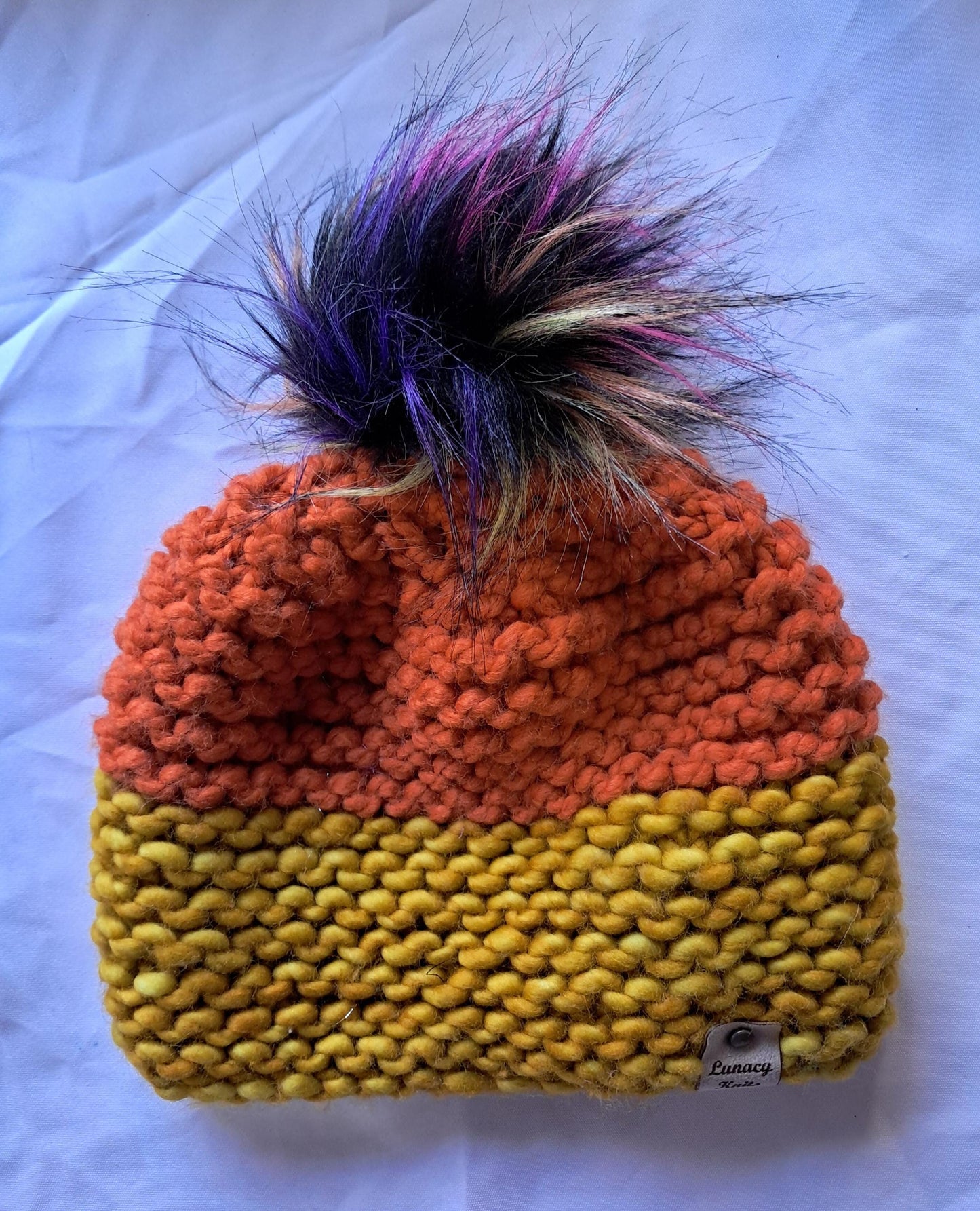 Orange and gold Pompom Hat