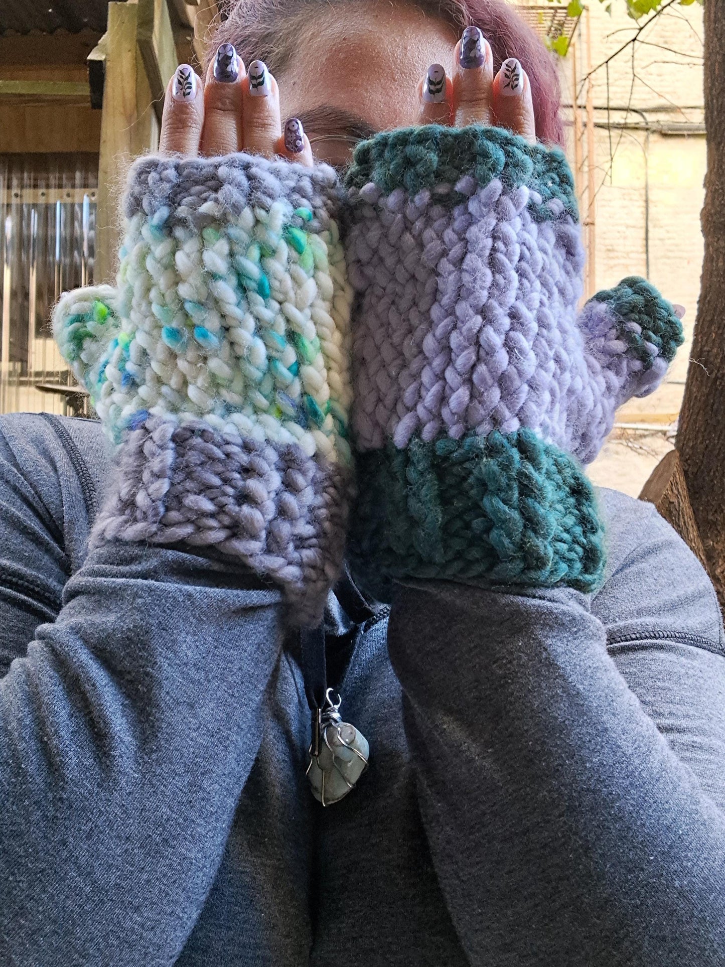 Lavender Fingerless Gloves