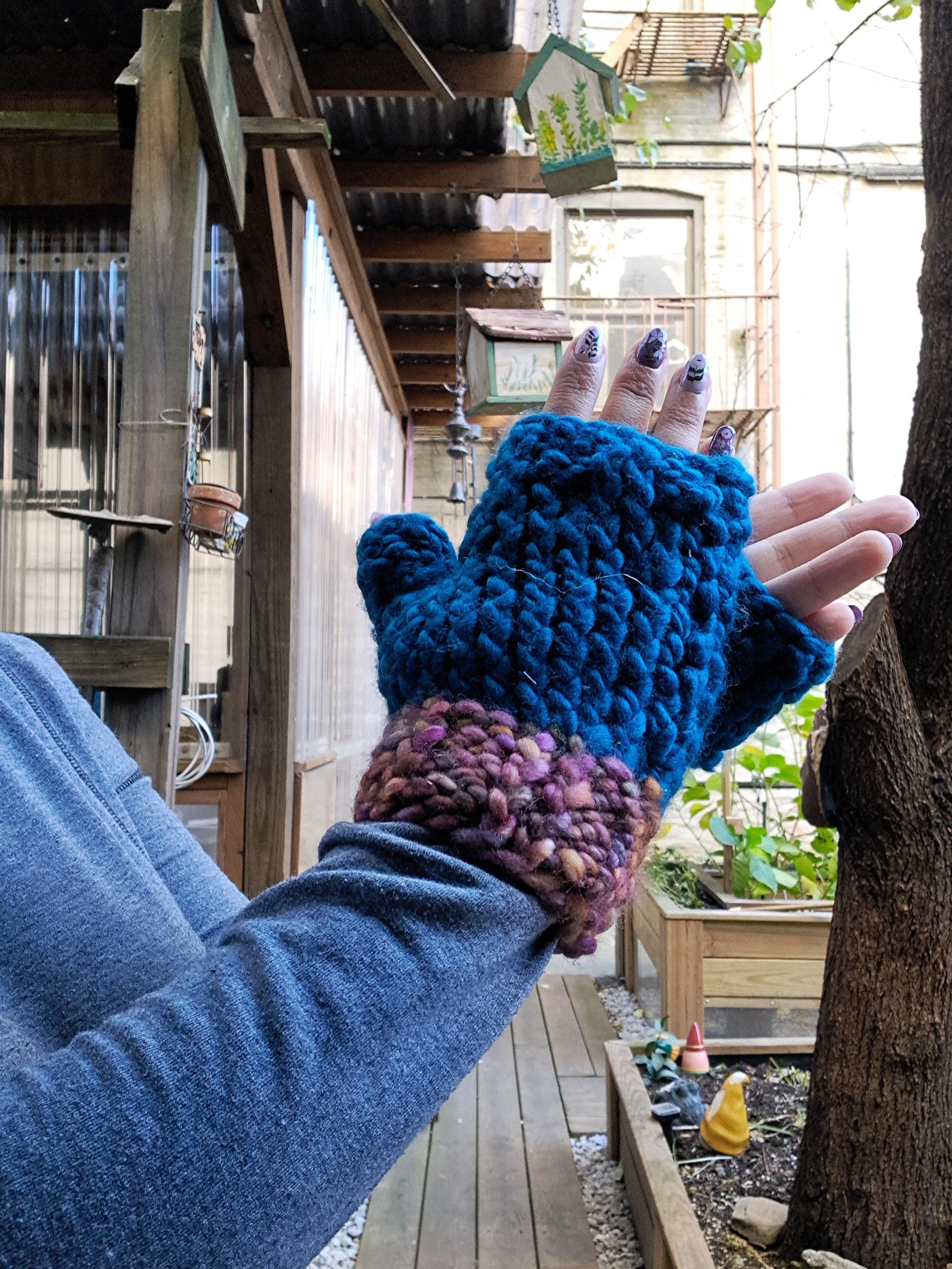 Navy/Fall Fingerless Gloves