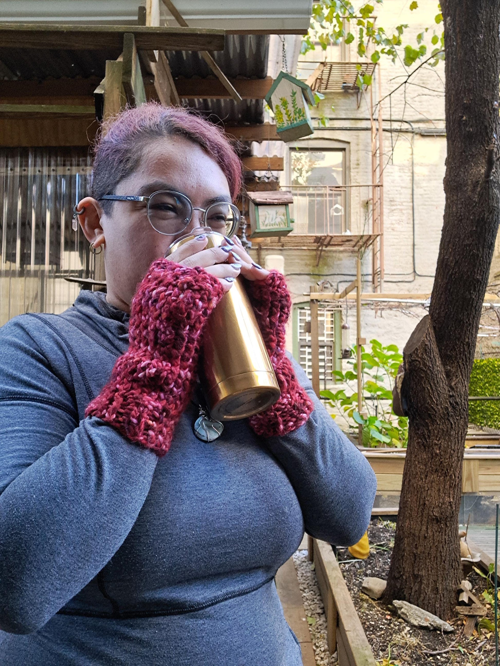 Red Fingerless Gloves