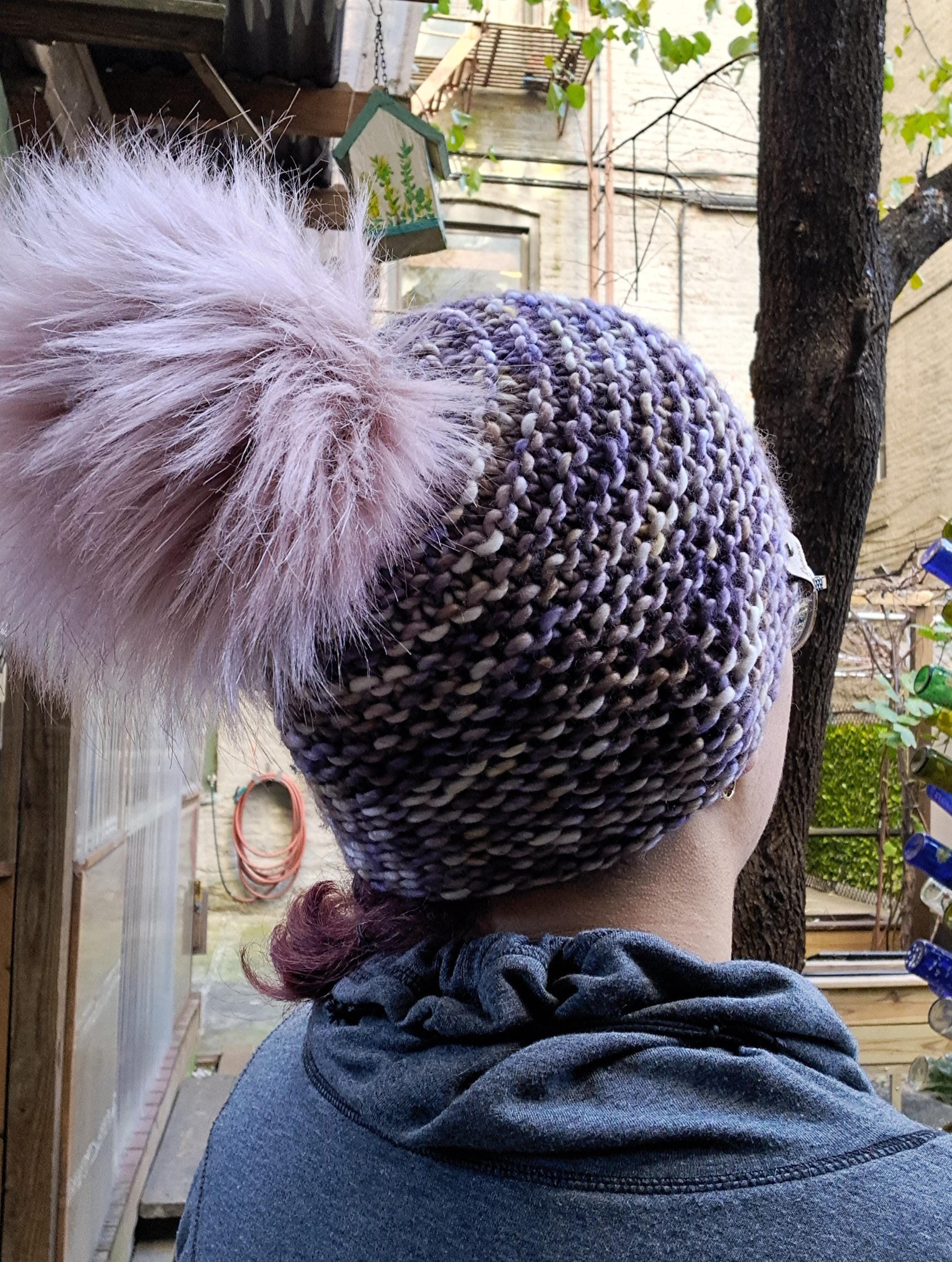 Light purple Pom-Pom hat