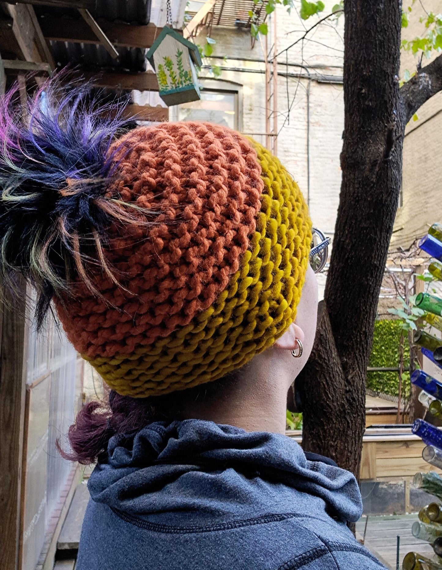 Orange and gold Pompom Hat