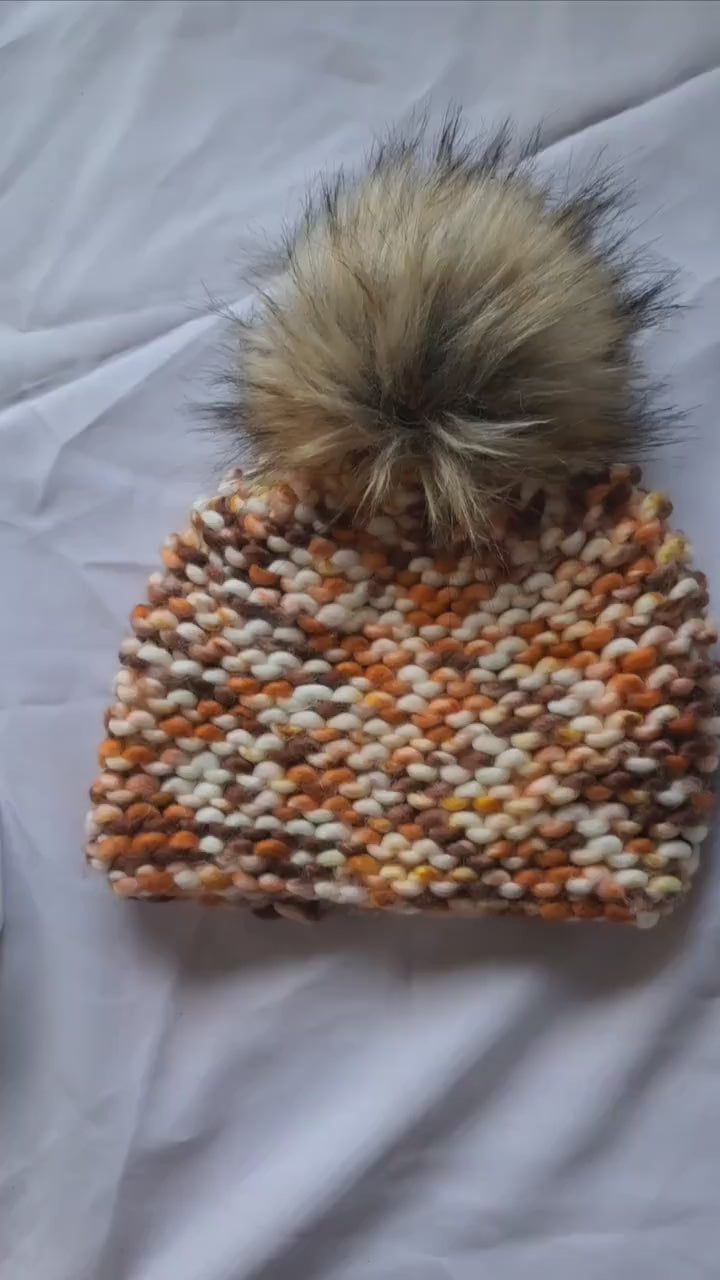 Teddy Brown Pompom hat