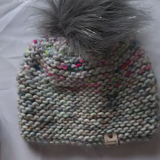 Silver speckled Pom-pom hat
