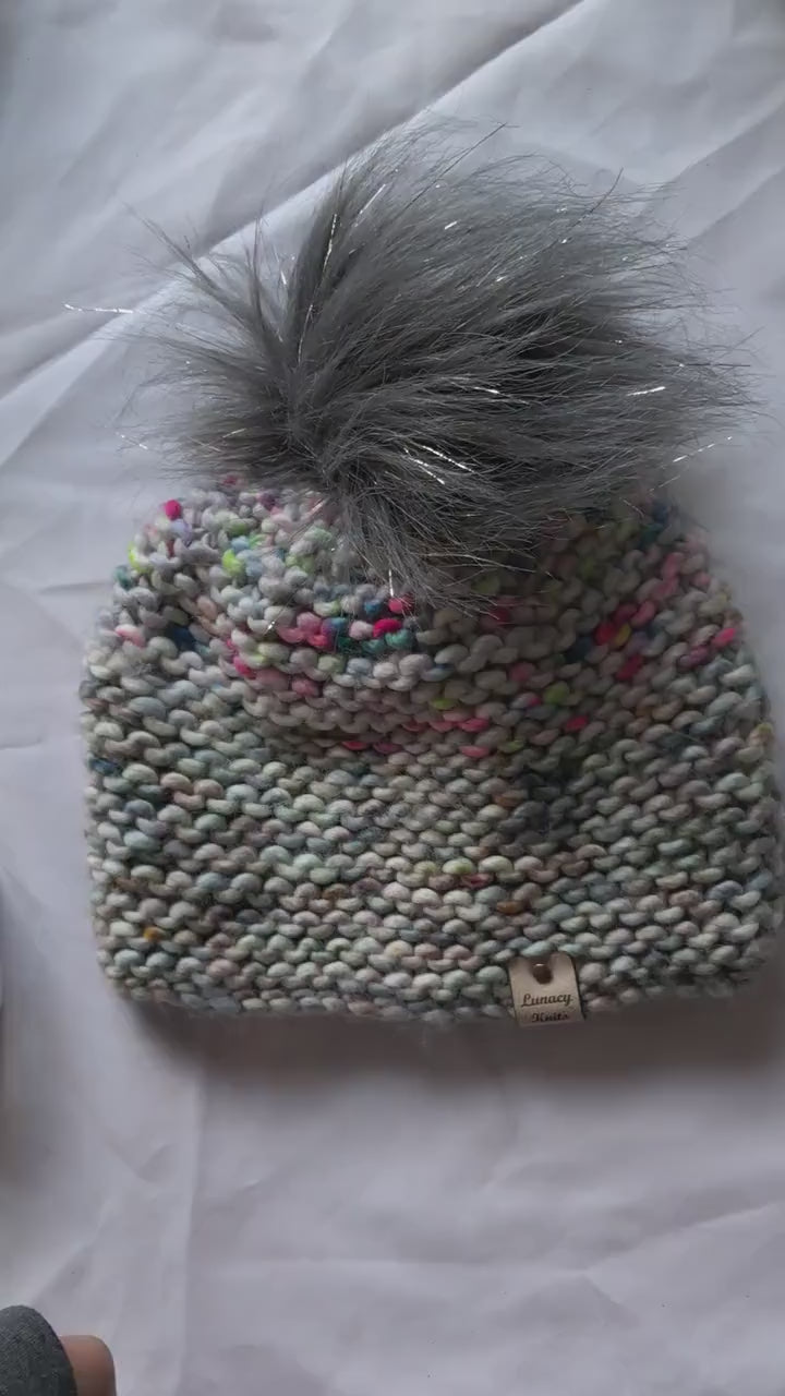 Silver speckled Pom-pom hat