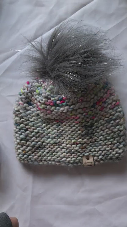 Silver speckled Pom-pom hat
