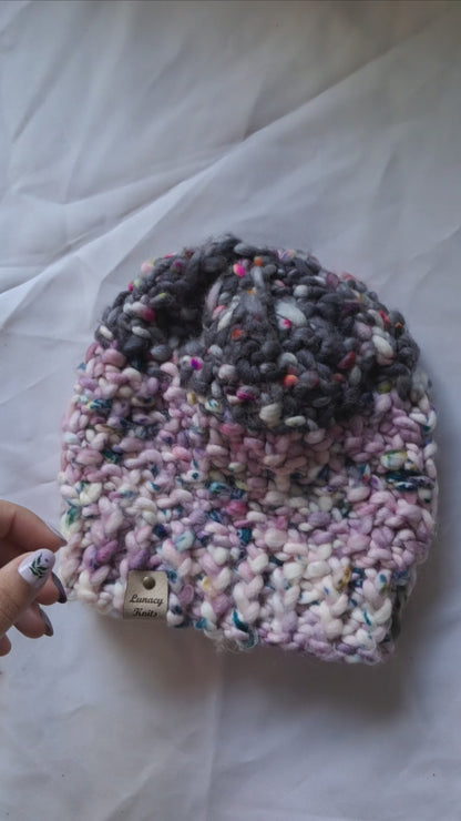 Black Purple Chunky Hat